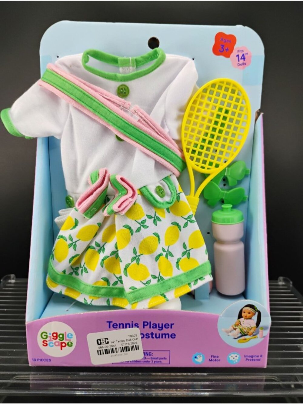 Gigglescape Tennis Player Doll Costume For 14" Dolls Complete Set